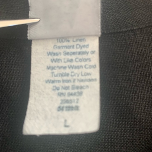 PA Company Boston 100% Linen Shacket Blouse Jacket Size L Black Like New Vintage - Picture 8 of 10